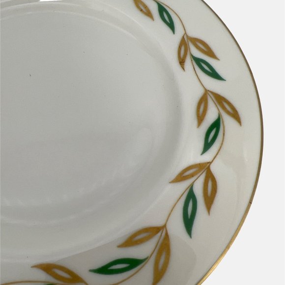 Castleton China Alberta 3 Bread Butter Plates USA Leaves Design Gold Trim 6.25" - Picture 3 of 5